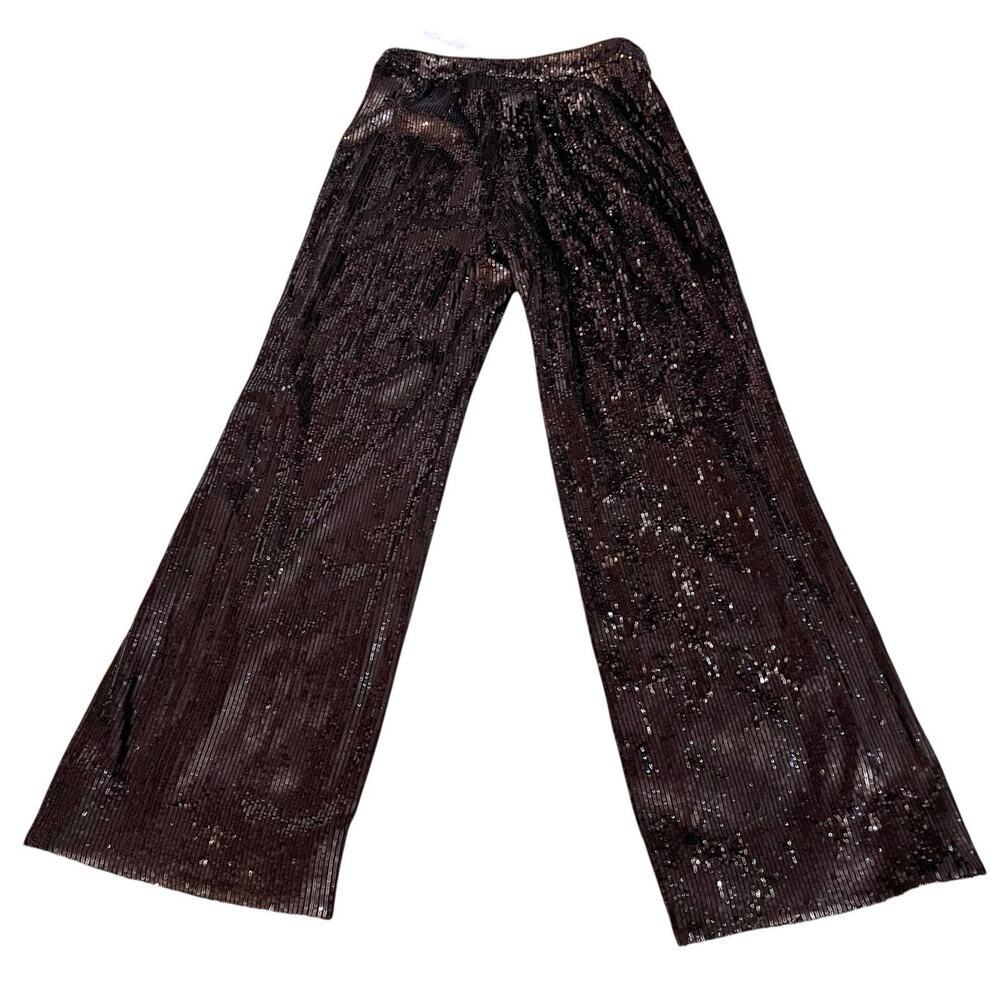 Banana Republic Wide Leg Sequin Pants in Dark Brown - Picture 3 of 9